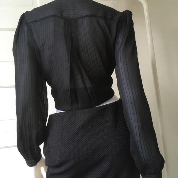 Sheer ruffle Black striped blouse sm - Picture 9 of 15
